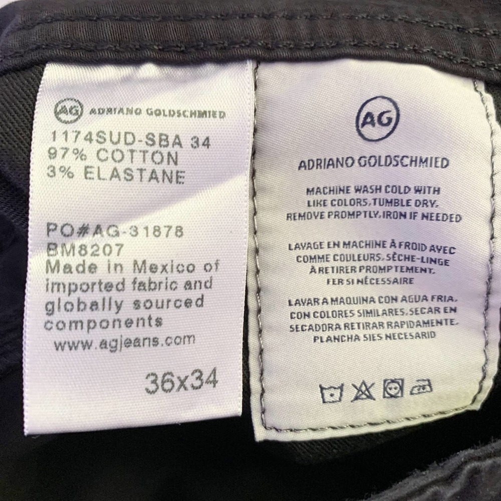 AG Graduate Pants Men's 36x34 fits 36x28 Black Adriano Goldschmied Tailored Leg - Picture 4 of 6